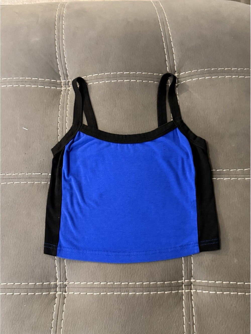 SHEIN Women’s XS Blue Black Colorblock Cami Crop Tank Top Spaghetti Strap